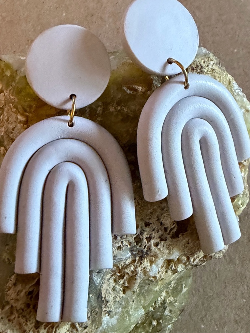 Matte Light Lavender Gray Rainbow Dangle Earrings